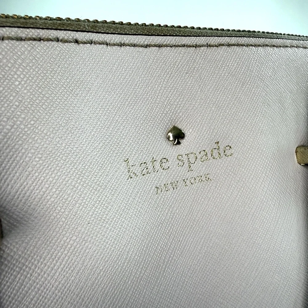 Kate‎ Spade New York Saffiano Leather Satchel Gray Beige Dome Bag Purse